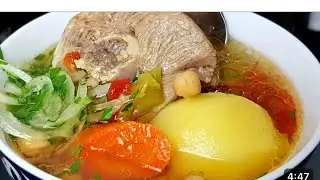 Узбекская Шурпа из Говядины! Секрет прозрачного бульона!Шурпа из говядины.