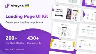 LP Vitryna  - Landing Page UI Kit for Figma (Free Template Download) Design System, Builder Tutorial