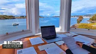5 HOUR STUDY WITH ME on A RAINY DAY | 10-min Break, No music, Study with Merve