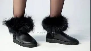 UGG Fox Fur Mini Metallic Black 2