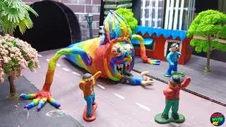 😱 Making BRIDGE WORM RAINBOW | Leovincible &Trevor Henderson Creatures with Clay