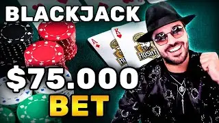 $75.000 BET ON BLACKJACK  HITTING THE HIGHROLLS  ROSHTEIN 