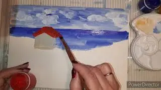 Урок рисования для детей. Рисуем пейзаж с морем и цветущим садом.
