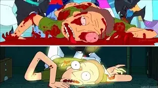 Rick and Morty - Both Jerry's death scenes