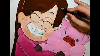 Рисуем гуашью: Мэйбл Пайнс/ Mabel и свинка Пухля. Мульт 