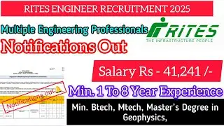 RITES Engineering Professionals Recruitment 2025 - 300 Posts Notification out