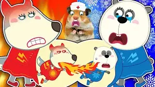 Fire Wolfoo vs Ice Panda Infant! Baby Wolfoo and Baby Panda playing in the womb