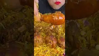 ASMR EATING CHICKEN BIRYANI,FOOD VIDEOS,CHICKEN LEG PIECE 