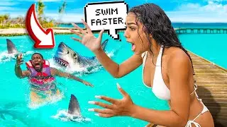 A SHARK COMES FOR REAFE WHILE I'M TEACHING HIM HOW TO SWIM IN THE MALDIVES!! *SCARY*