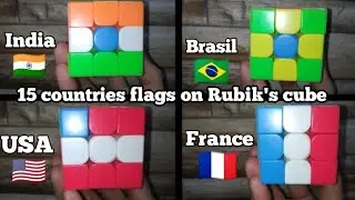 15 countries flags on 3x3 Rubik's cube || Rubik's cube flags patterns || (easy)