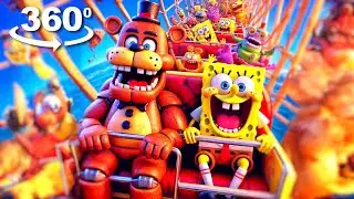 Freddy Fazbear and Spongebob go on CRAZY Rollercoaster Ride! (VR 360°)