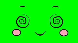 Green Screen Cute Doodle Emoticons  - Japanese Anime Style Emotion Faces and Kawaii Emoji