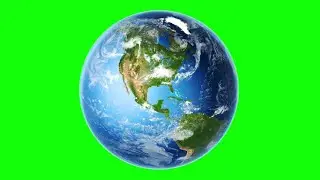 Earth Green Screen Rotation-America, Japan, Europe, Atlantic 
