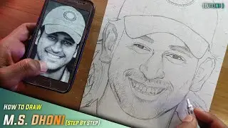 How To Draw MS Dhoni  || Outline With Gridmethod ||Step By Step || #msdhoni #kishanguptaarts