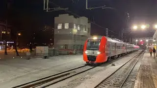 Электропоезд ЭС1-028 «Ласточка» станция Кунцево-1 до Белорусского вокзала. 06.01.2023.