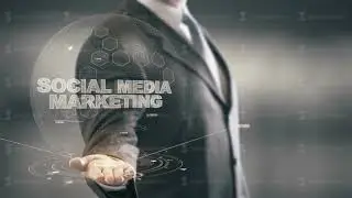 Social Media Marketing with hologram businessman concept