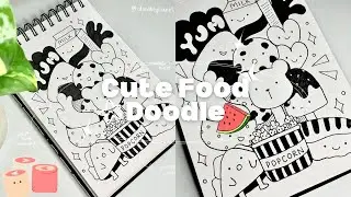 cute kawaii food doodle art for beginners 2023 🍩| part 2 | cute doodle art 🍜🍦