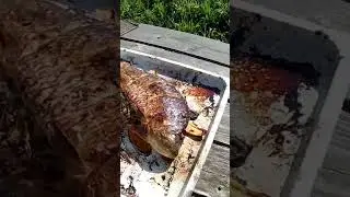 Запекаем карпа в дровяной печи. Фаршированный луком на подушке из моркови. 