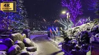 [4K] Blue Mountain village walkthrough - Canada || Ontario || Night view