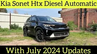 Kia Sonet Htx Diesel Automatic July 2024 Modal Updated with new Features #sonethtxat