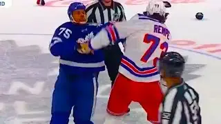 Ryan Reaves Matt Rempe Fight (FULL CLIP) Maple Leafs vs Rangers | NHL Highlights