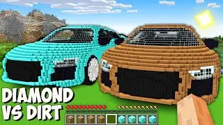 Which GIANT SPORT CAR DIAMOND vs DIRT is BETTER in Minecraft? I found THE BIGGEST SECRET CAR!