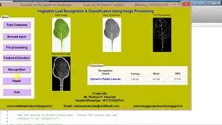 Vegetable Leaf Recognition using Image Processing Matlab Project with source code