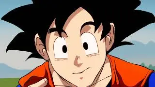 Goku throws a rock at krillin