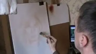 Цветной портрет , сухая кисть 1