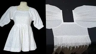 Beautiful Western Style Frock Design _ Puff Sleeves Design Cutting and Stitching
