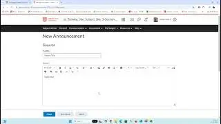 Creating a new announcement in Brightspace