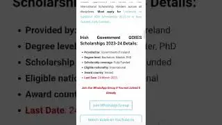 Ireland Government Scholarship for BS, MS PhD 