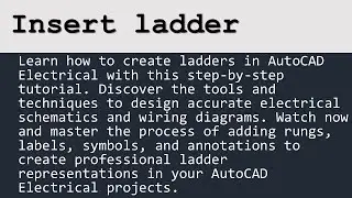 Insert ladder: AutoCAD Electrical - HINDI.