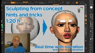 How to work from a concept - Stylized female head  from sphere in Zbrush