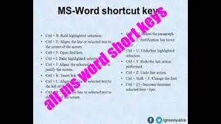 MS Word Shortcut Keys