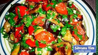Ensalada de BERENJENAS ASADAS - Receta VEGETARIANA. Berenjenas al horno receta fácil.
