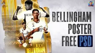 FREE PSD 🔵⚪ | JUDE BELLINGHAM Poster Design | Photoshop Tutorial | RealMadrid | Praveenkumar.psd
