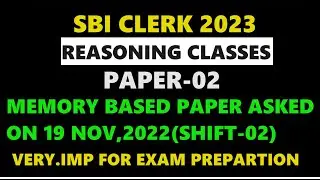 SBI CLERK 2023 | SBI CLERK PREVIOUS YEAR QUESTION PAPER-02 | SBI CLERK REASONING CLASSES IN TELUGU