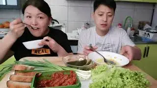 Мукбанг. ГОРОХОВЫЙ СУП с зеленью . Шиндр Мындр