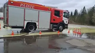 rescue service and police emergency driving training. slide track