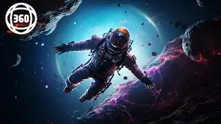 360 VR: Cyberpunk Astronaut in Space