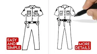 POLICE UNIFORM DRAWING EASY - How to Draw a Police Uniform  Step by Step for Beginners