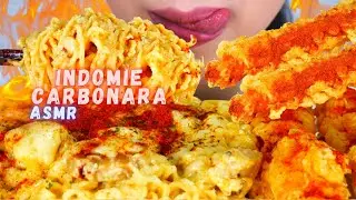 ASMR INDOMIE CARBONARA PEDAS ALA JIMIN LACHIMOLALA🥴😂 + TEMPURA JUMBO