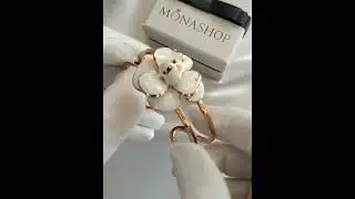 Жесткий браслет цветок Камея с белой эмалью #bracelet