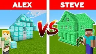 Minecraft - DIAMOND HOUSE VS EMERALD HOUSE BATTLE / Alex vs Steve #9