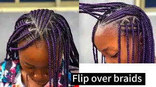 HOW TO : TRENDING FLIP OVER FULANI BRAIDS WITH CURLY ENDS - BEGINNER FRIENDLY