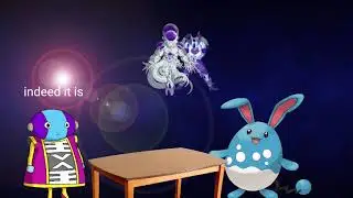 Frieza and cooler are fighting in background while zeno and an azumarill are relaxing with music