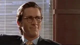 American Psycho card scene with phones and green screen in 4k