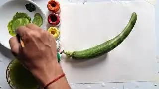 🥒 Half Real Half Painted Turai | Realistic Acrylic Art Magic ✨|#art #artbox #turaikisabji #trending 