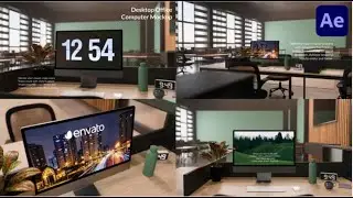 Desktop Office Computer Mockup for After Effects Templates